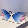 Rimless Butterfly Designer Shades Fashion Crystal Gradient Sunglasses Oversize Decoration Party Women's Sun Glasses