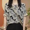 Women's Summer Short-Sleeve Printed T-Shirt Belly-Covering Casual Slimming T-Shirt