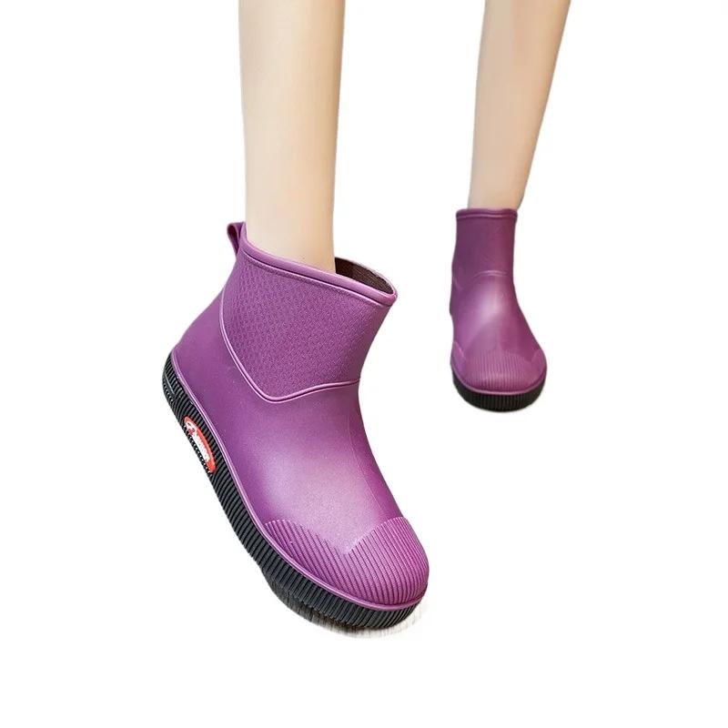 Fashion 2025 Hot Sale Ladies Shoes Slip on Women's Boots Outdoor Rainboots Women Round Toe Flat with Soft Bottom Concise Shoes Women