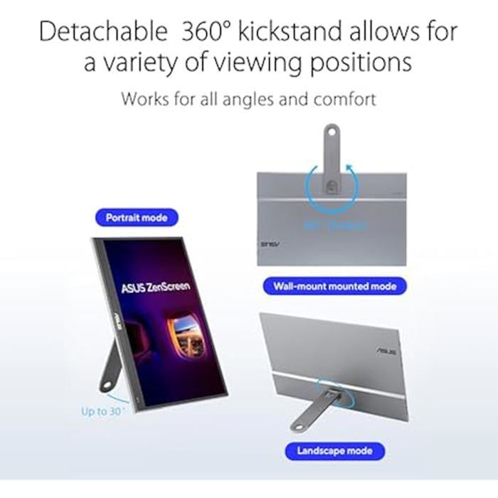 Moniteur ASUS ZenScreen OLED MQ16AHE 15,6" - Noir - 1 ms - Port mini HDMI, ports USB Type-C