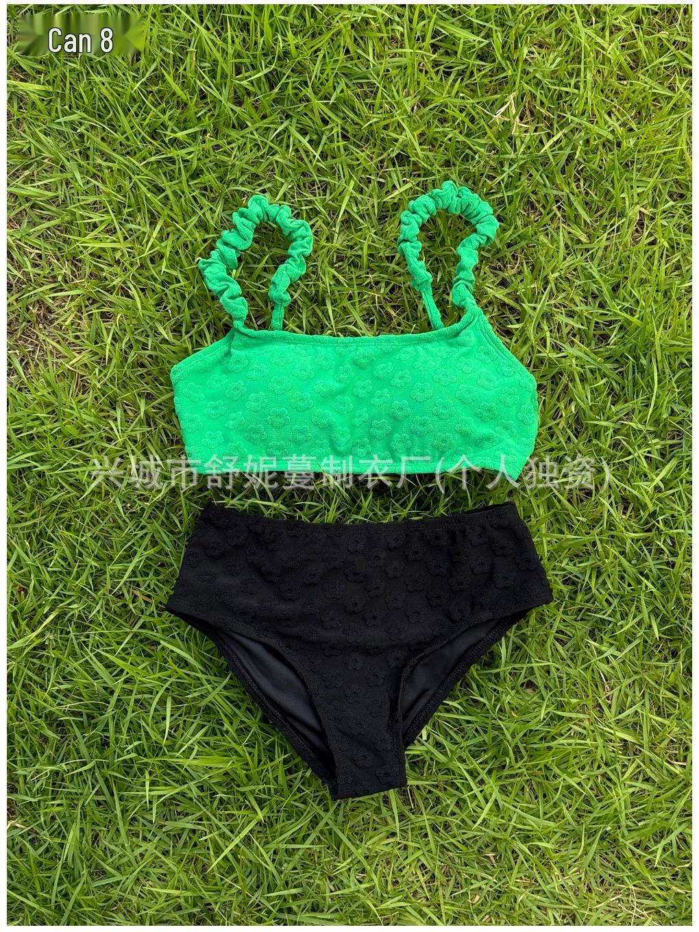 

Высококачественное бикини из махровой ткани с цветными блоками для женщин с маленькой грудью - Стильный купальник для горячих источников Extra Large зелёный