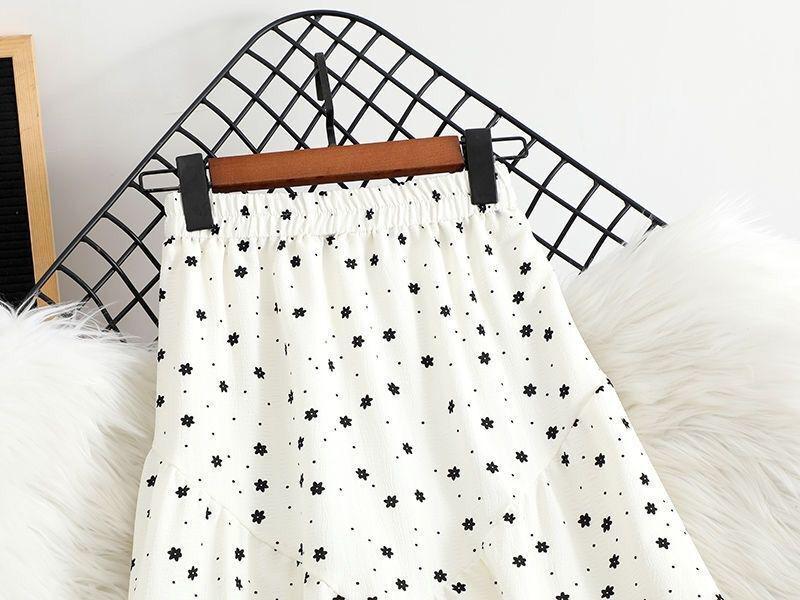Plus Size Floral Polka Dot Midi Dress - Women's Summer A-Line Skirt