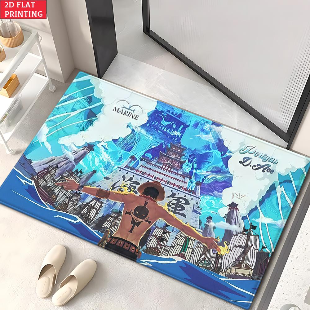 Anime Straw Hat Crew Doormat, Cartoon Pirate Non-slip Floor Mat, Decorative Entrance Rug for Home Living Room Bedroom Game Room