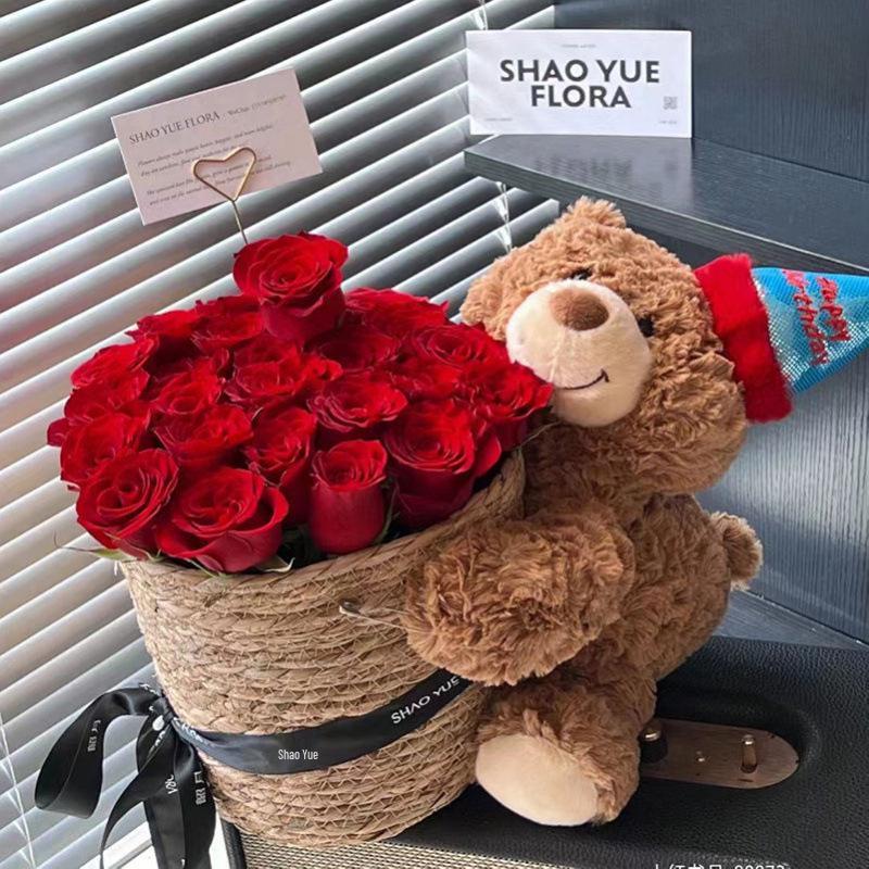 Birthday Soap Flower Bear Bouquet: Teddy Bear Hug Gift for Girlfriend or Best Friend