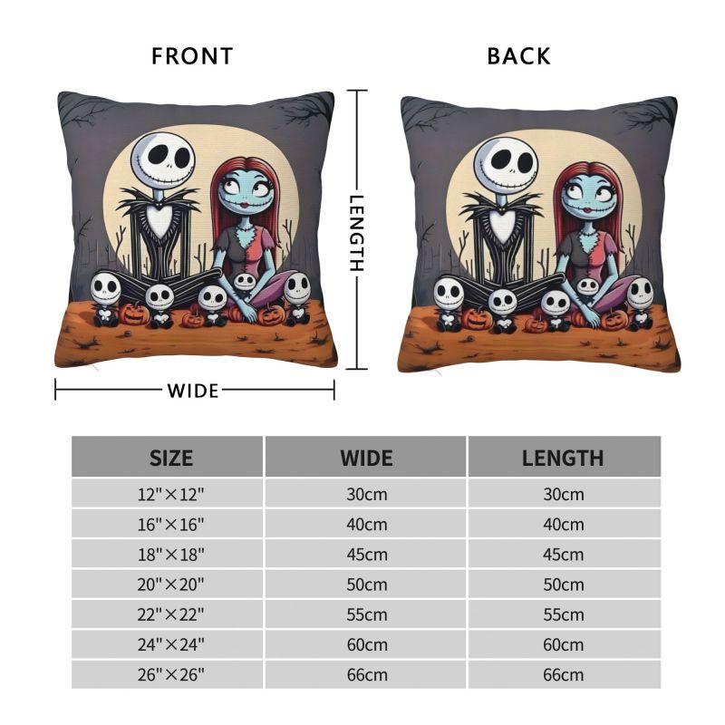 Custom Nightmare Before Christmas Pillow Case for Sofa Jack and Sally Luxury Cushion Cover Square Pillowcase
