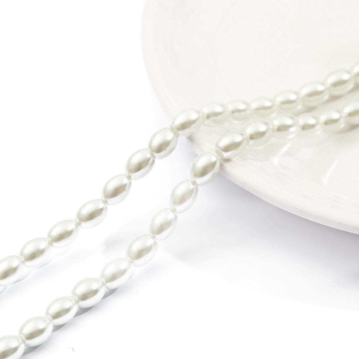 

80 см скляні імітації перлів бісер білі овальні намистини кольору слонової кістки для виготовлення ювелірних виробів DIY намисто браслет сережки Фурнітура 6x8mm білий