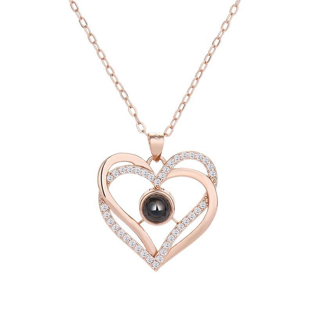 Love Shaped Projection Necklace For Women, European And American DIY Valentine's Day Gift
