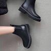 British style women's boots for autumn and winter 2025, new side zipper leather short boots, black versatile thick sole