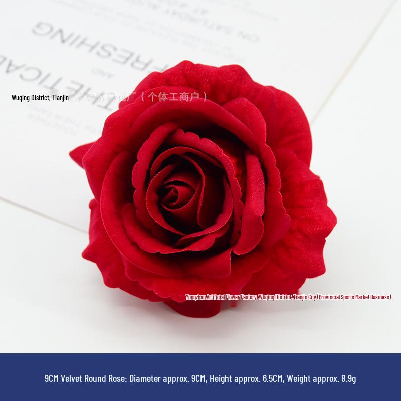 Velvet Rose Simulation Head for Wedding Display and Decoration – Silk Flower Arch & Brooch Decor.