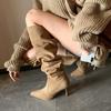 Big tube stacking boots pointed boots women's thin heel high boots high heel thick leg knee boots