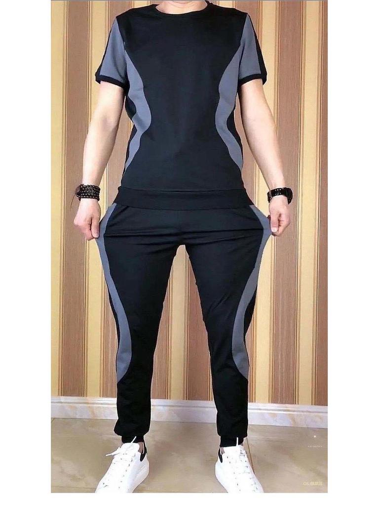 Icy Men's Classic Two-Piece Sportswear Set - Summer Casual Nine-Point Elastic Pants