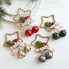 Christmas Jingle Bell Rustic Iron Door Hanging Star Bell with Bow Pine Picks Red Berry for Christmas Wreath Gift Wrapping Craft Home Decor