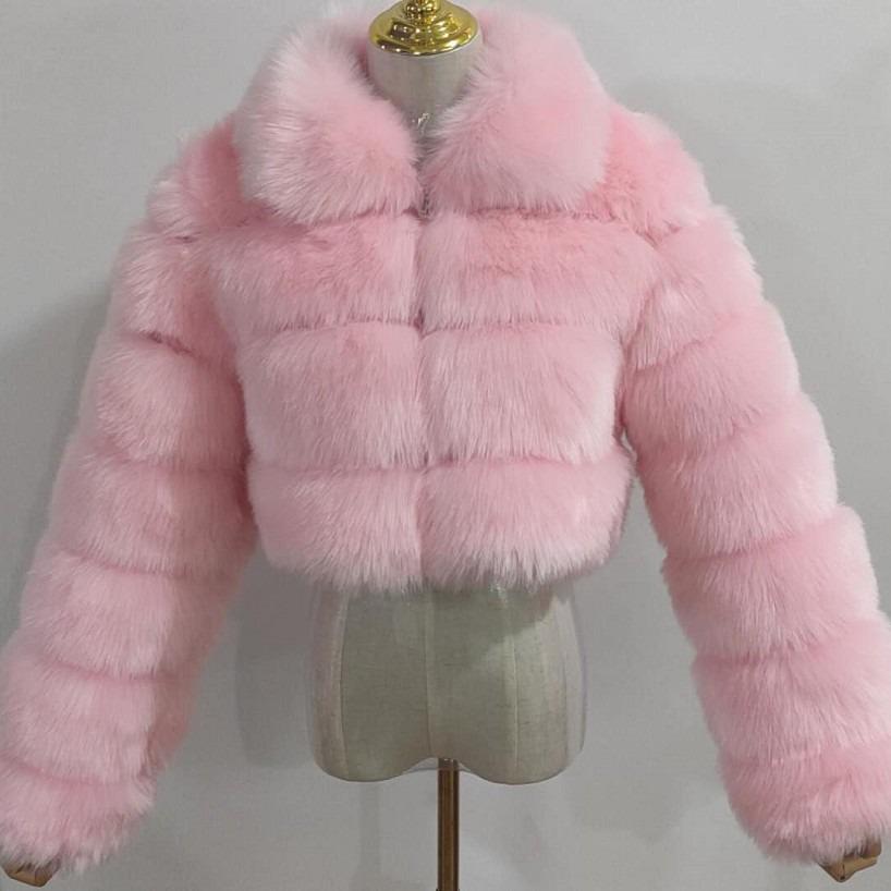 Cappotto da donna in finta pelliccia di volpe europea, Patchwork, Manica lunga