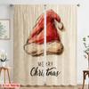 2pcs,2D Plane Printing Curtains&Window Treatment Vintage Santa Hat Polyester (without Rod) Outdoor Decorations Ldeal for Home &
