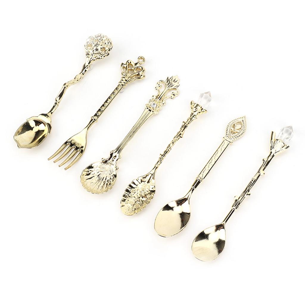 6Pcs Set Innovative Vintage Retro Zinc Alloy Spoons Fork Set Cutlery Kitchen Accessory