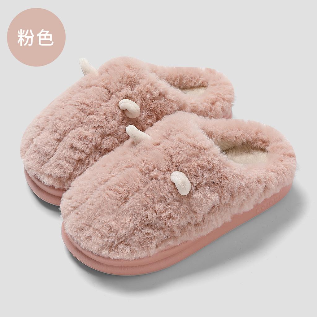 Warm cotton slippers Winter indoor home household wool slippers Plush thick-soled winter fluffy slippers