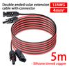 Сонячний подовжувальний кабель 12AWG/5M з двома головками з фотоелектричним роз'ємом PV DC 1000В/1500В, силіконовий, луджена мідь, для дому або RV