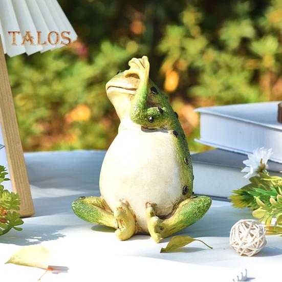 Garden Green Frog Figurine No Speak No Hear No See Frog Statue Resin Animal Sculpture Indoor Outdoor Yard Lawn Decoration Ornament