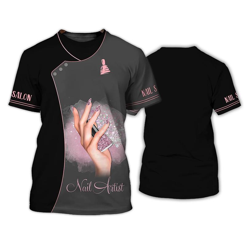 

Футболка с 3D принтом для женщин и мужчин, забавный лак для ногтей, техник для ногтей, повседневный топ с короткими рукавами, Y2k, большие размеры, модные уличные футболки 6XL