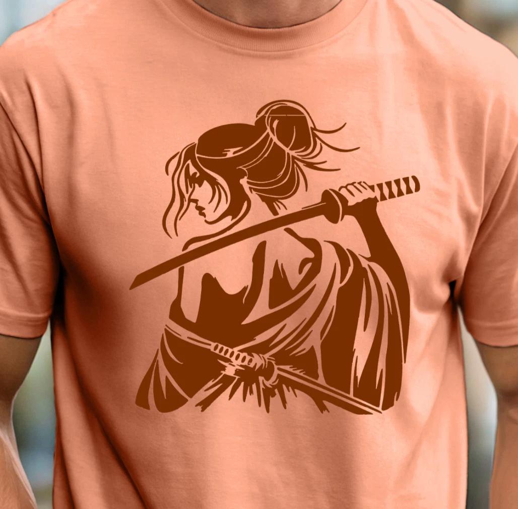 Samurai Woman Illustration T-shirt, Martial Art Shirt, Samurai Spirit Unisex Tee 3XL