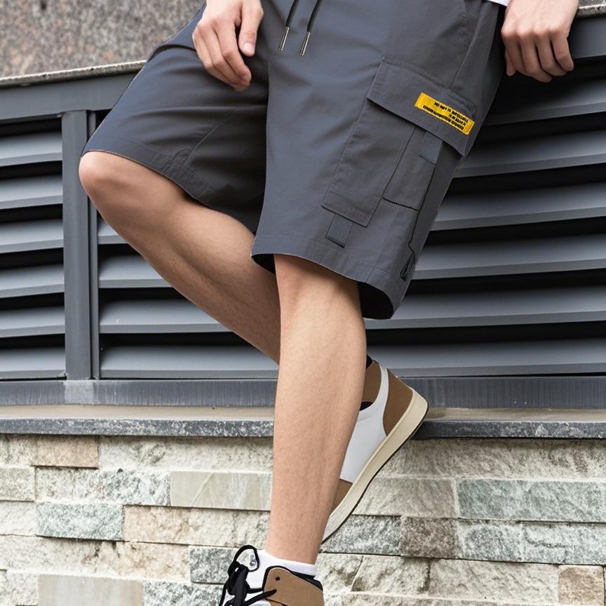 Men's Summer Drawstring Workwear Shorts - European Size, Trendy & Loose Fit, Hong Kong Style