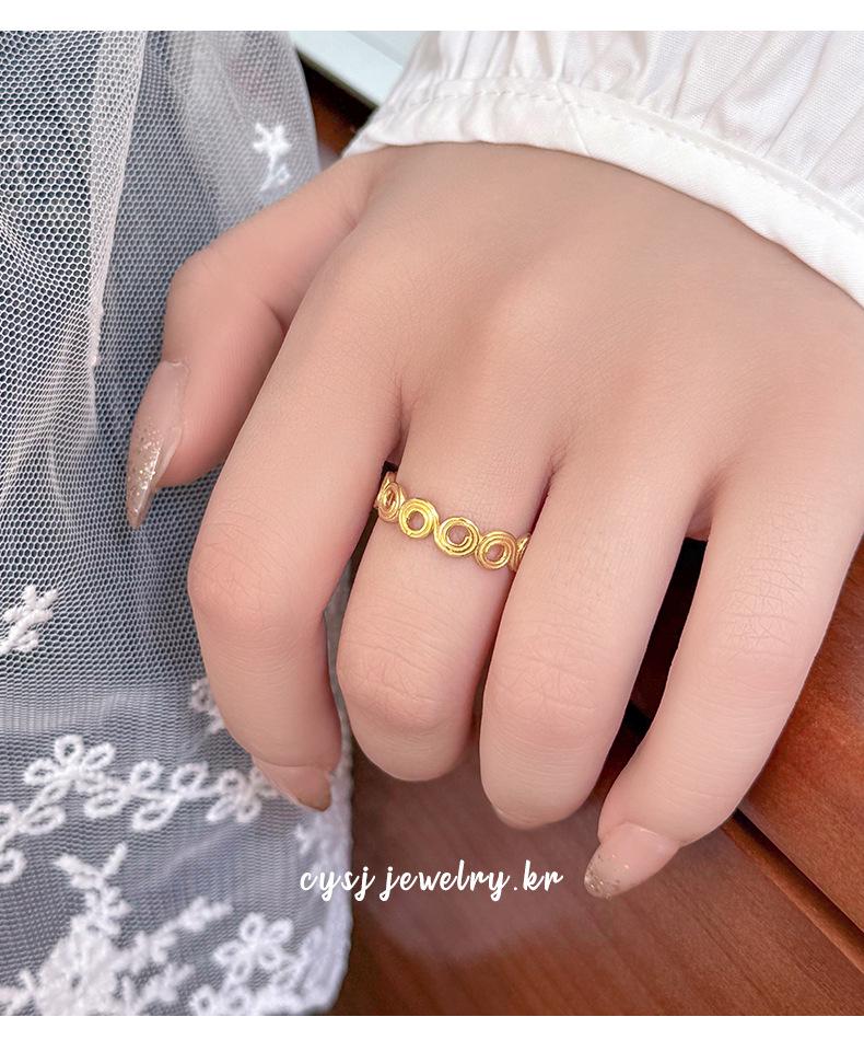 Cui Yan S925 Sterling Silver Korean Style Adjustable Round Ring - Women's Trendy Simple Fashion for Index Finger.