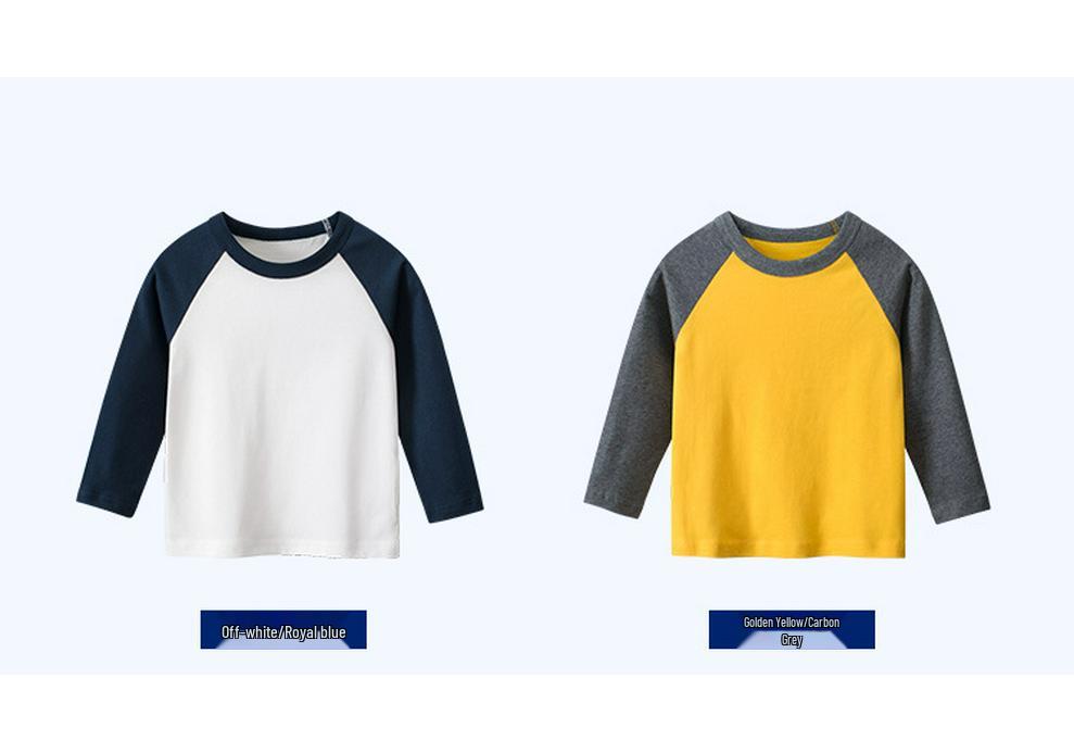 27kids 2024 Autumn Kids Long Sleeve Round Neck T-shirt - Solid Color Children's Clothing