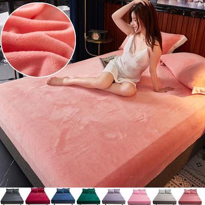 2024 Winter Warm Coral Fleece Fitted Sheet Elastic Mattress Protector Cover Couple 2 People Luxury Double Bed Bedsheet 150/180