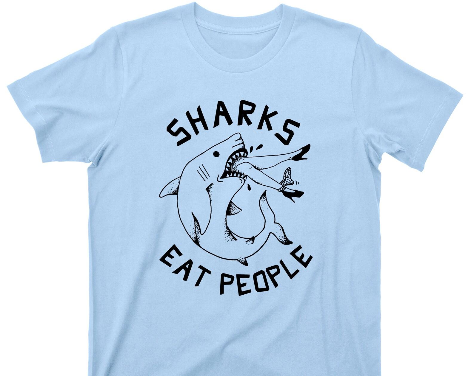 Sharks Eat People T Shirt - Shark Attack Graphic TShirt M
