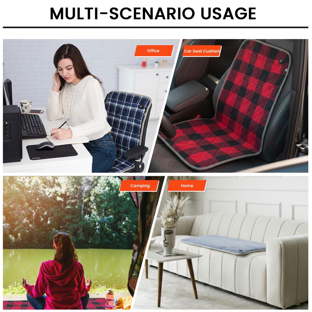 Adjustable Temperature USB Heated Chair Cushion Flannel 4-Zone Heating Pad Warm Seat Cover for Office Home Winter Accessories