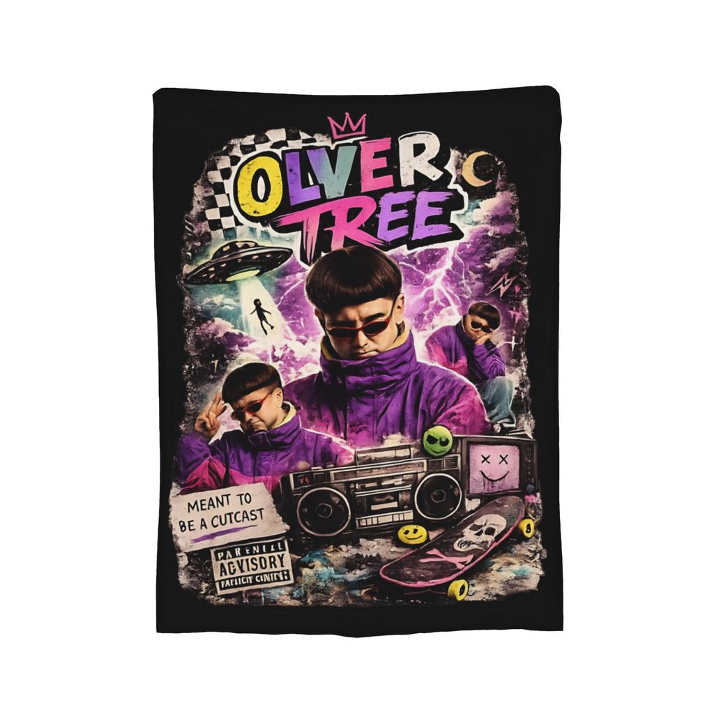 Oliver Tree Doodle Design Wool Blanket Funny Throw Blankets for Home xcm Quilt