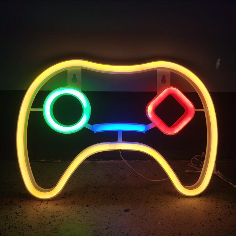 Neon Game Controller Wall Light: Colorful Decorative E-Sports Room Lighting