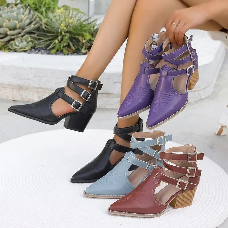 Damensandalen 2026 Neue Mode Lässige Damen Spitz zulaufender Zeh Sexy Weiches Leder Hohe Absätze Bequeme Damenschuhe Sandale mit Absatz
