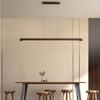 Nordic Wood LED Pendant Lights Modern Oval Long Strip Ceiling Lamp for Restaurant Bar Office Kitchen Dining Living Room