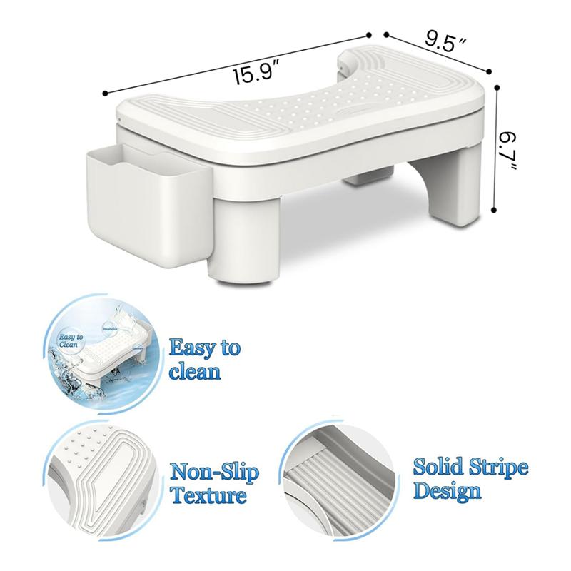 Good-Toilet Stool Squat Adult, Height Adjustable Poop Stool For Bathroom With Storage Box, Portable Non-Slip Potty Step Stool