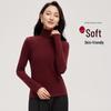 Meiyabi Damen Woll-Rollkragen, Warmer Slim-Fit Langarm-Pullover mit gerafftem Kragen im koreanischen Stil