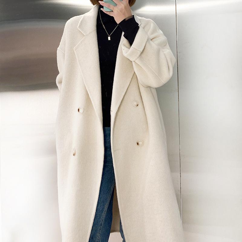 Lână Larg Palton de Lână Față-verso cu Piept Dublu Guler Tip Costum Jachetă de Damă Temperament Navetist