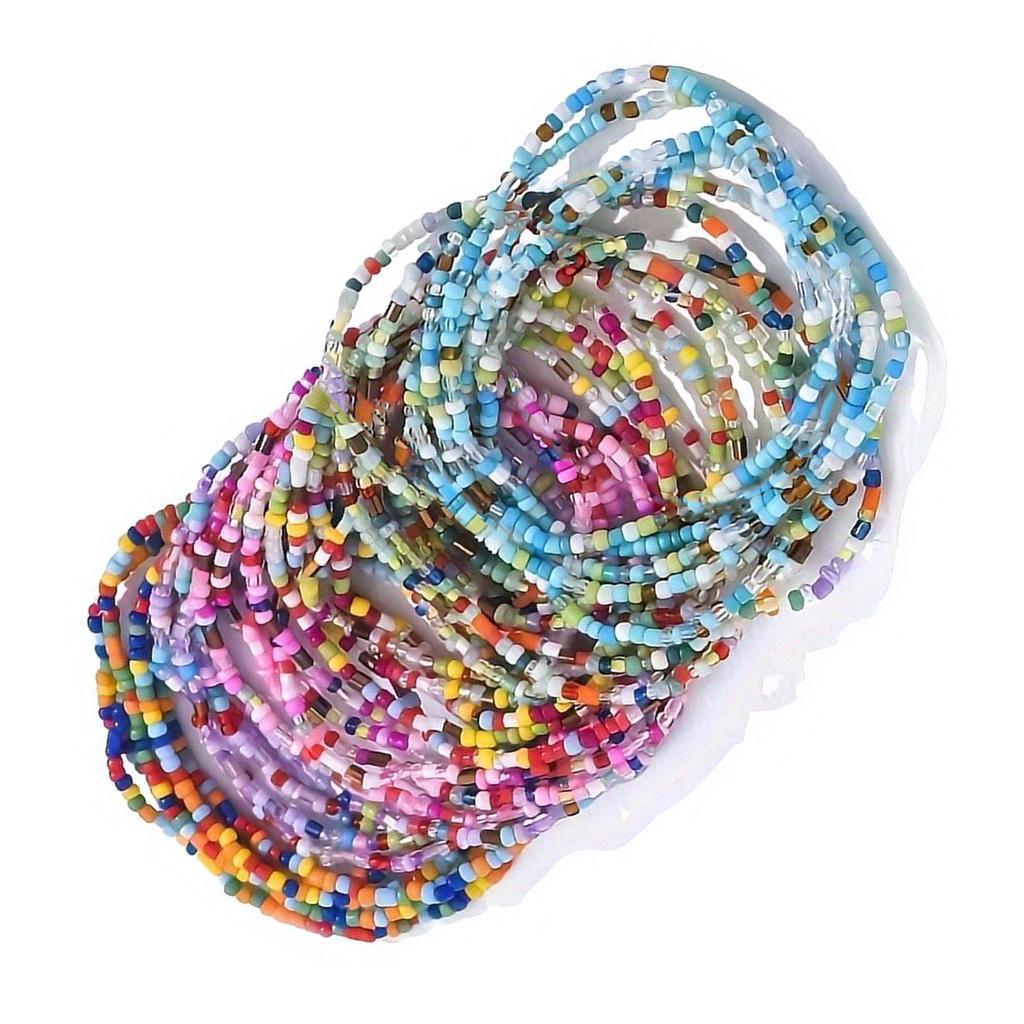 30pcs Colorful Bohemian Glass Beads Ankle Bracelet Hand Chain Stylish Beaded Anklets Bracelets Set for Women and Girls