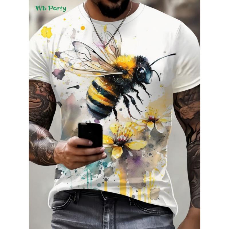 Lustiges 3D-Tier Herren-T-Shirt Sommer Street Herren Kurzarm-T-Shirt Rundhals Herren-T-Shirt Vielseitige Übergroße Herrenbekleidung