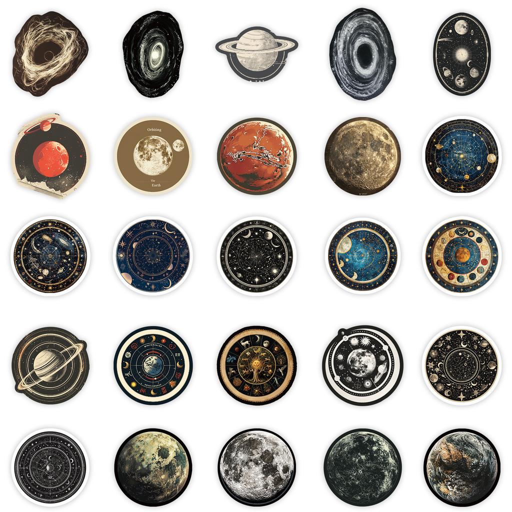 50pcs Space Universe Stickers Waterproof DIY Laptop Phone Kids Toy Cartoon Graffiti Starry Sky Decal