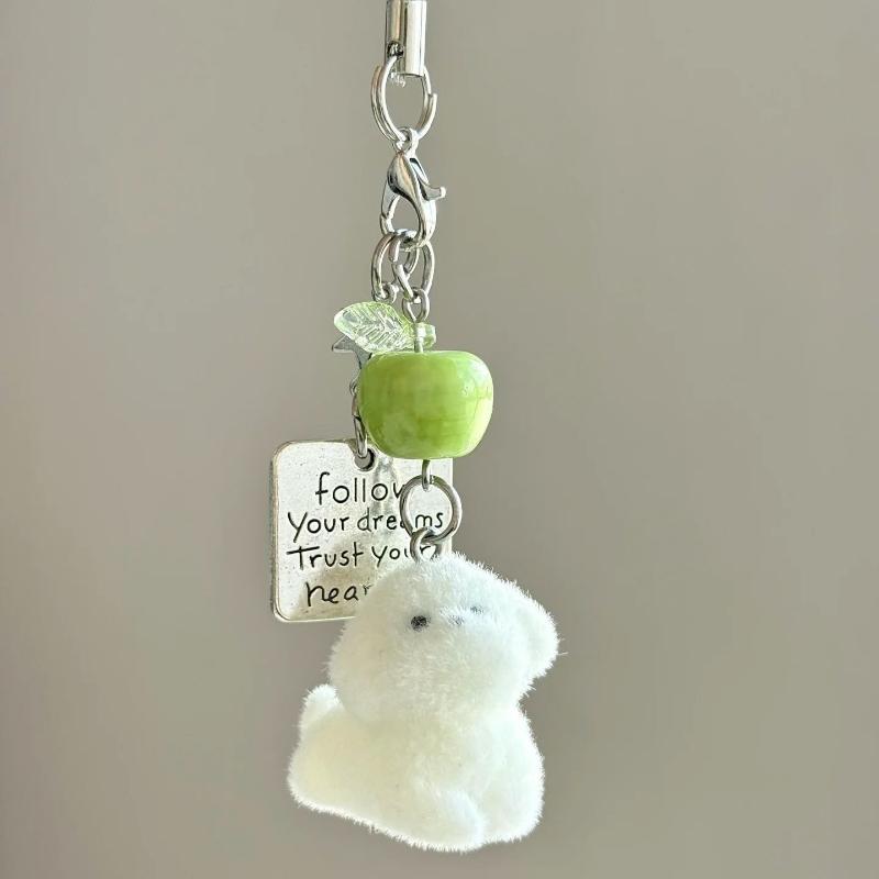 Flockad Tecknad Nyckelring Sött Djurhänge Väskdekoration Nyckelring Telefonkedja Snodd