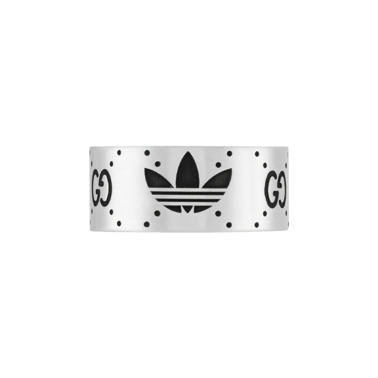 

Gucci Adidas X Collaboration Limited Edition Logo Vintage Style Shiny 925 Silver Ring Unisex rings 702766-J8400-0728 Dust Bag+Box (Random Color),16
