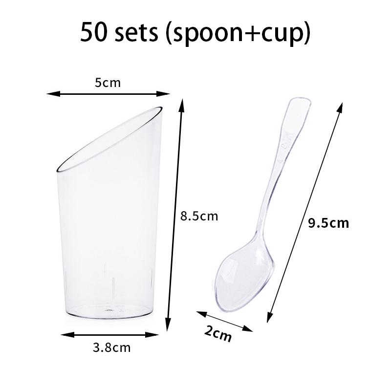 

50X Одноразовый десертный стаканчик Пластиковый стаканчик Стаканчик для закусок Наклонный Круглый Дегустационный образец Закуски для послеобеденного чая Дегустация