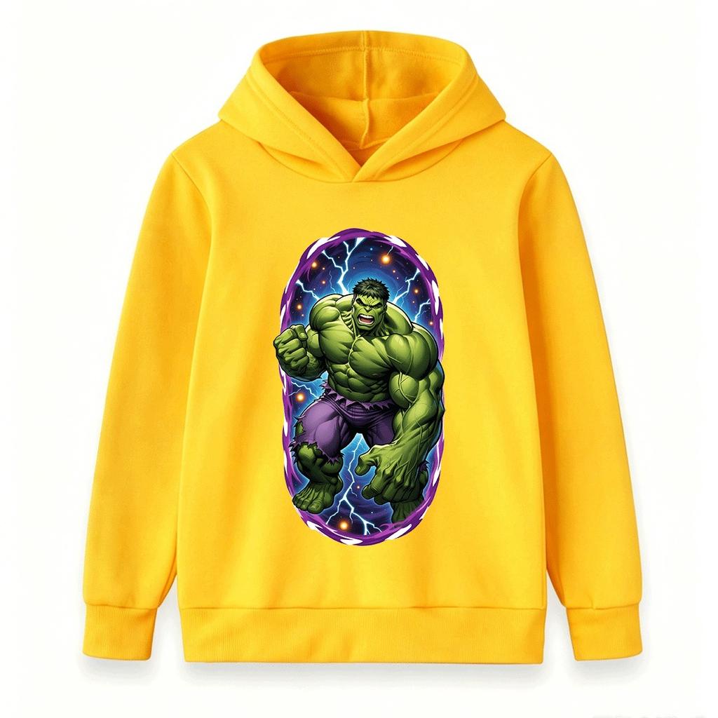 Kids Boys Girls Pullover Hoodie Super Green Hero Print Casual Soft Long Sleeve Hooded Sweatshirt for Children Daily Wear