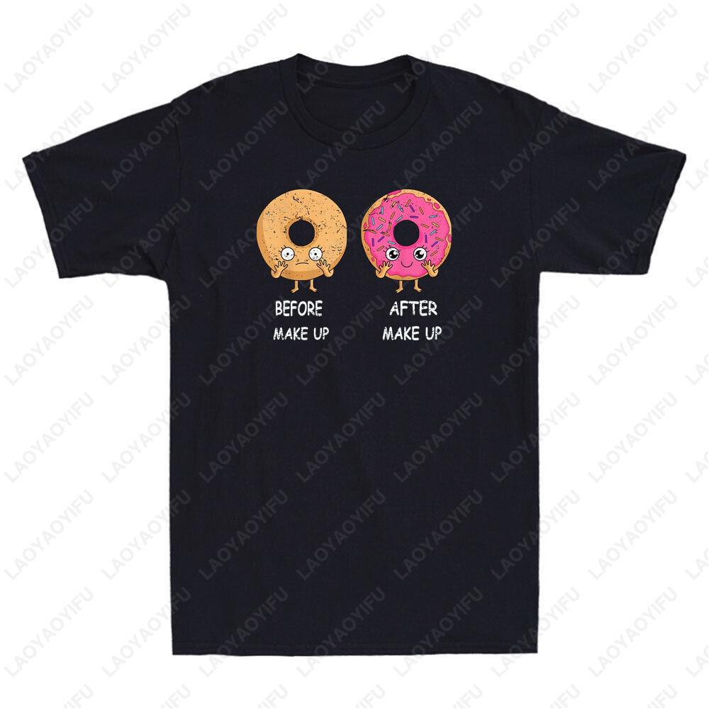 Funny Before After Make Up Donut T-shirt L