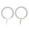Letter Bracelet Set Stainless Steel Letter Pendant Pearl Beaded Lobster Buckle Cup Pendant Pearl Set Bracelet