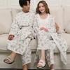 New Arrivals Open Run Flower Pattern Cotton Robe For Couples Vacation Pajamas
