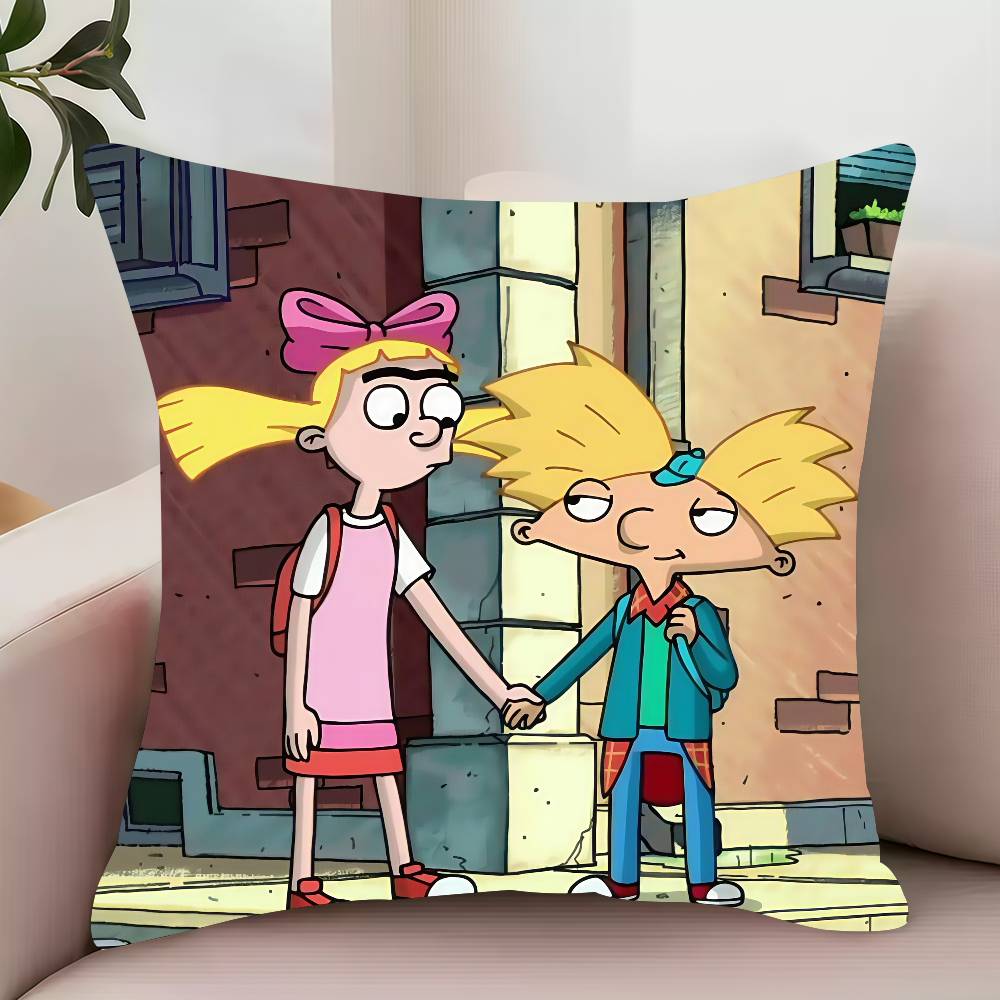 

Funny Cartoon H-Hey A-Arnold Pillow Case Decor Protective Covers Comfortable soft for Sofa Living Room Home office 18x18Inch