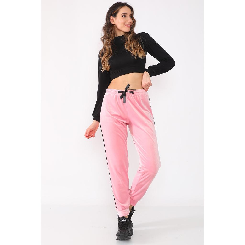 Pantaloni de sport fără buzunar pentru femei din catifea moale cu talie înaltă