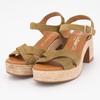 Women's Leather Heeled Sandals with Gold Buckle CARLA TORTOSA